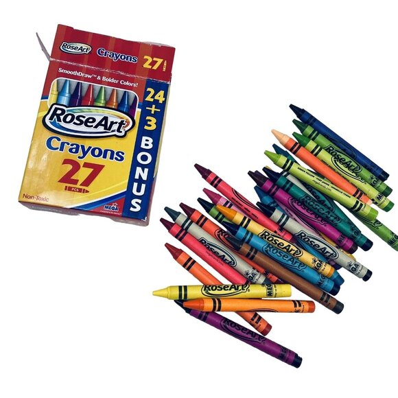 Roseart Other - RoseArt Mega Crayons Bonus 27  Smooth Draw Color Discontinued Rose Art